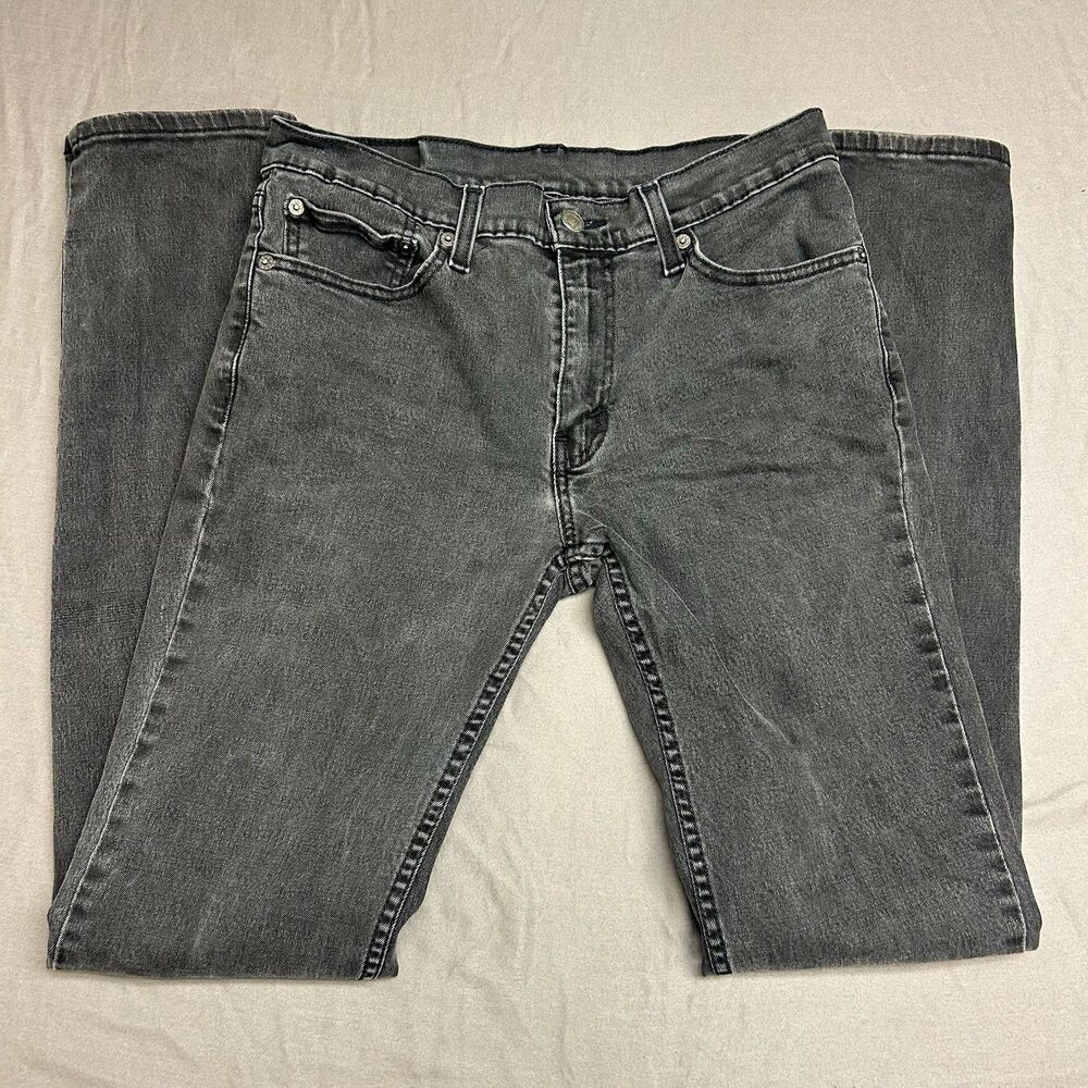 Levi's Men's Gray Slim Fit Cotton Denim Jeans Dark Wash Low Rise 5-Pocket